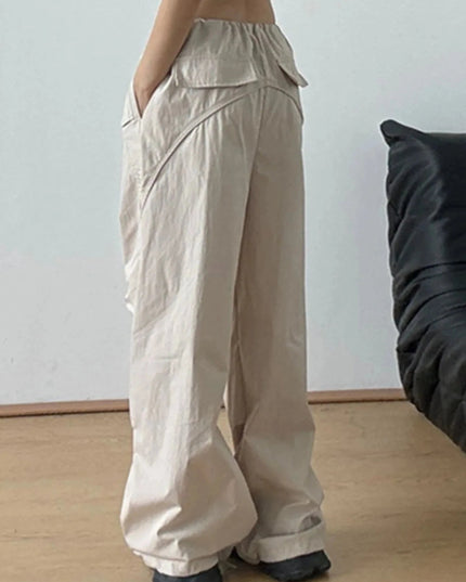 Relaxed Wide - Leg Drawstring Pants - Trendsi