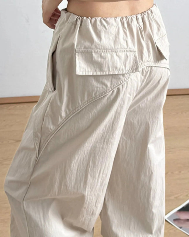 Relaxed Wide - Leg Drawstring Pants - Trendsi