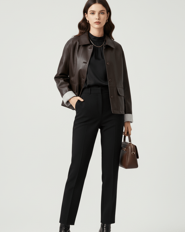 Retro PU Leather Jacket For Women, Brooklyn Heights, BYMANYC New York. - NEW ARRIVALS - BYMANYC ® New York