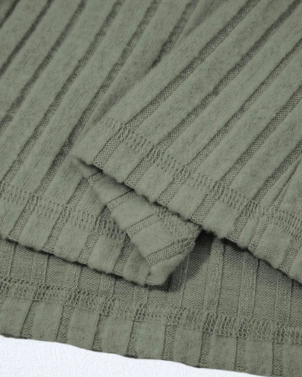 Ribbed Knit Button - Up Cardigan - Trendsi