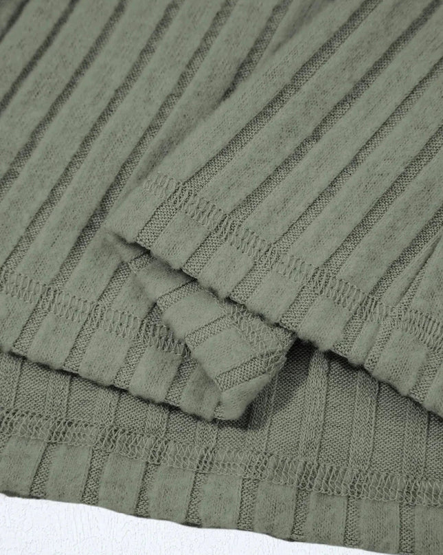 Ribbed Knit Button - Up Cardigan - Trendsi