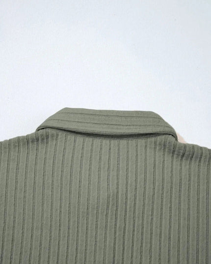 Ribbed Knit Button - Up Cardigan - Trendsi