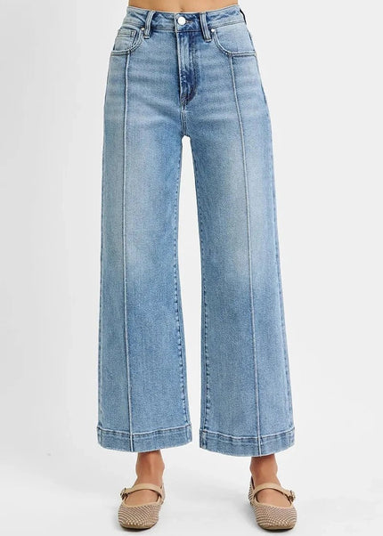 RISEN Full Size High Rise Crop Wide Leg Jeans Plus Size - Trendsi