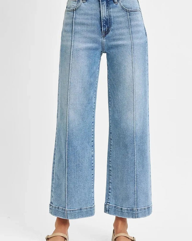 RISEN Full Size High Rise Crop Wide Leg Jeans Plus Size - Trendsi