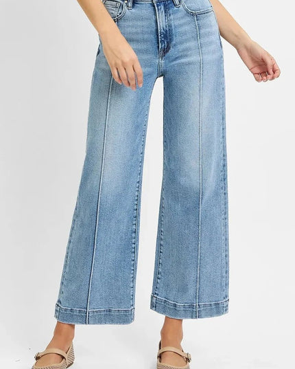 RISEN Full Size High Rise Crop Wide Leg Jeans Plus Size - Trendsi