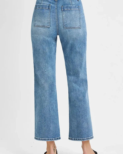 RISEN Full Size High Waisted Bootcut Cropped Jeans Plus Size - Trendsi