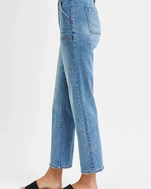 RISEN Full Size High Waisted Bootcut Cropped Jeans Plus Size - Trendsi