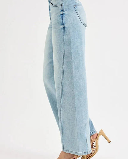 RISEN Full Size Mid Rise Fit Barrel Jeans Plus Size - Trendsi