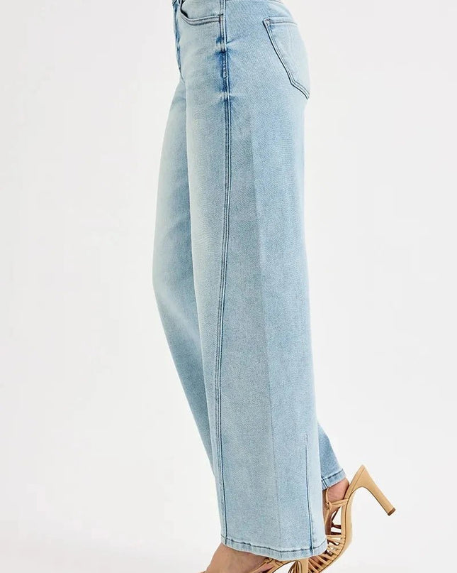 RISEN Full Size Mid Rise Fit Barrel Jeans Plus Size - Trendsi