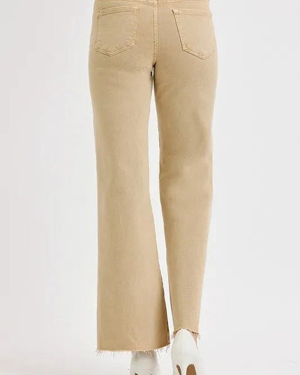 RISEN Full Size Raw Hem Wide Leg Jeans Plus Size - Trendsi