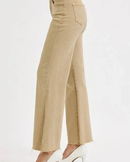 RISEN Full Size Raw Hem Wide Leg Jeans Plus Size - Trendsi