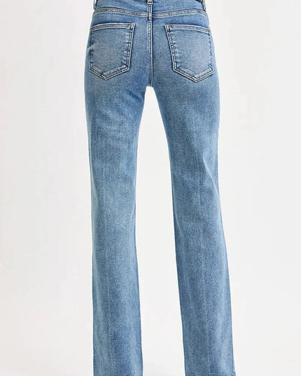 RISEN Full Size Tummy Control High Rise Straight Jeans Plus Size - Trendsi