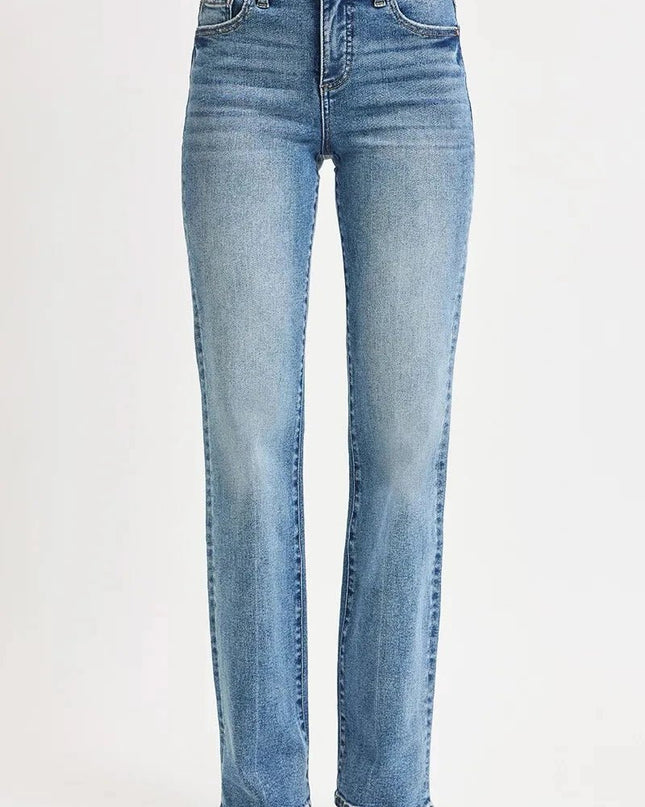 RISEN Full Size Tummy Control High Rise Straight Jeans Plus Size - Trendsi