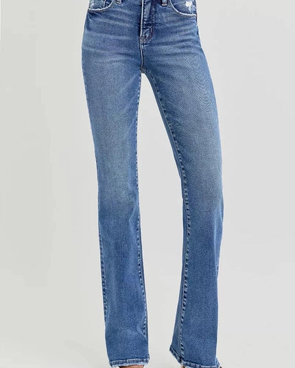 RISEN Full Size Tummy Control High Rise Straight Jeans Plus Size - Trendsi