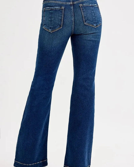 RISEN Full SIze Tummy Control Mid Rise Flare Jeans Plus SIze - Trendsi