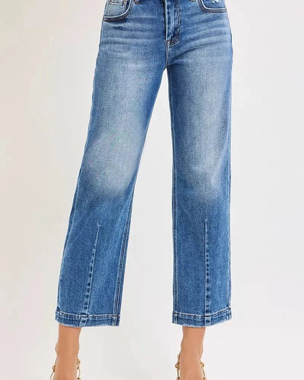 RISEN High Rise Crop Boyfriend Tapered Jeans - Trendsi