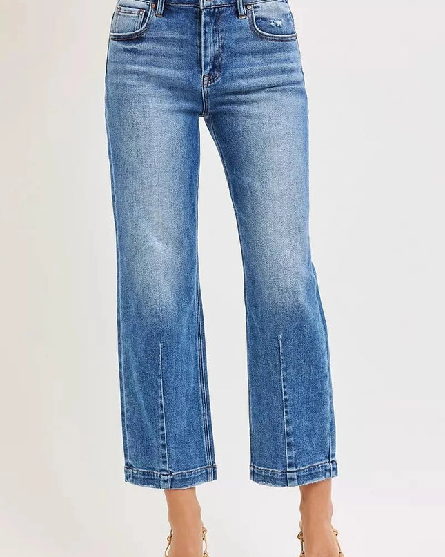 RISEN High Rise Crop Boyfriend Tapered Jeans - Trendsi