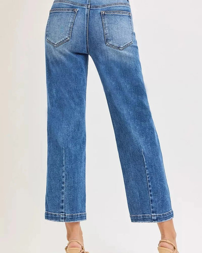 RISEN High Rise Crop Boyfriend Tapered Jeans - Trendsi