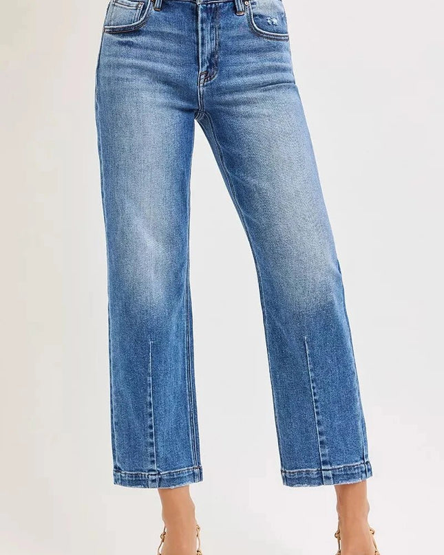 RISEN High Rise Crop Boyfriend Tapered Jeans - Trendsi