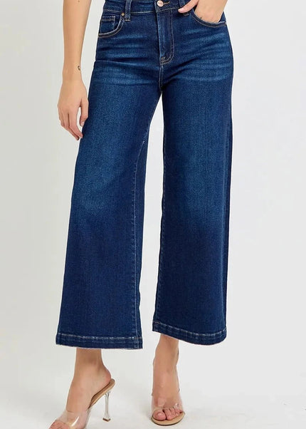 RISEN High Rise Crop Wide Jeans - Trendsi
