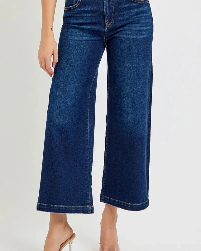 RISEN High Rise Crop Wide Jeans - Trendsi