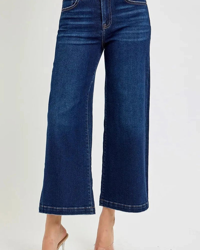 RISEN High Rise Crop Wide Jeans - Trendsi