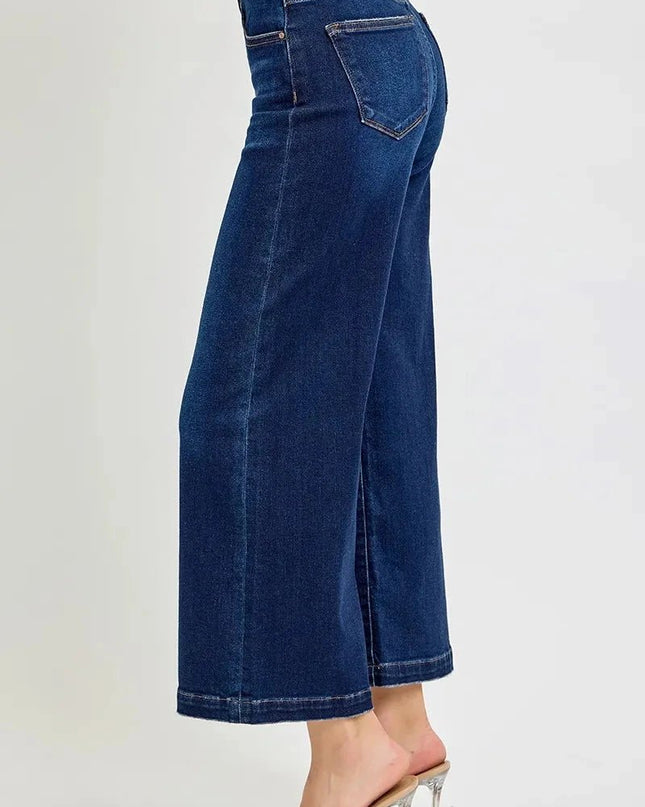 RISEN High Rise Crop Wide Jeans - Trendsi
