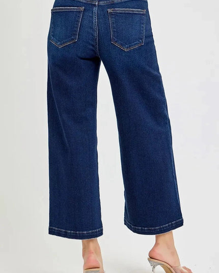 RISEN High Rise Crop Wide Jeans - Trendsi