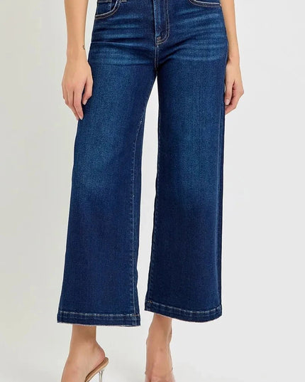 RISEN High Rise Crop Wide Jeans - Trendsi