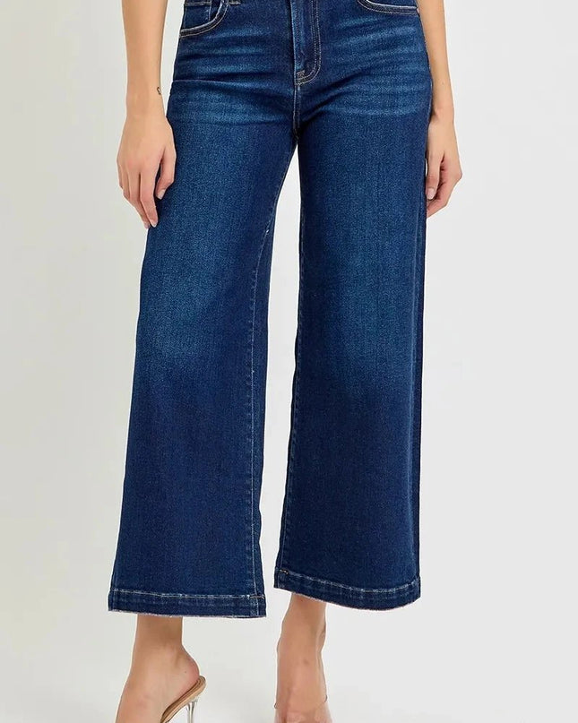 RISEN High Rise Crop Wide Jeans - Trendsi