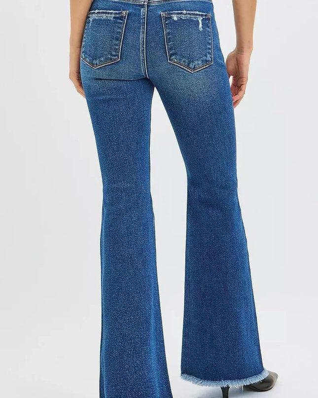 RISEN High Rise Flare Jeans - Trendsi