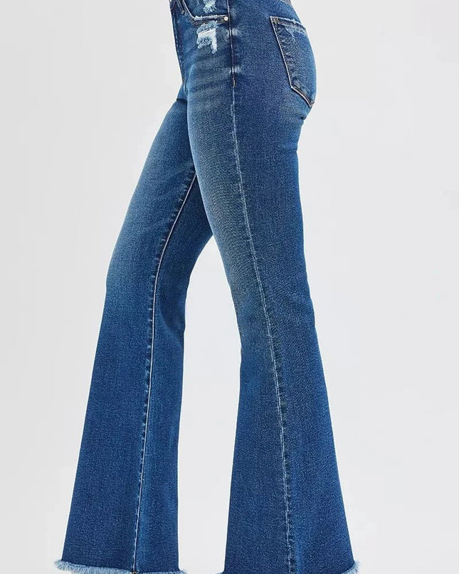 RISEN High Rise Flare Jeans - Trendsi
