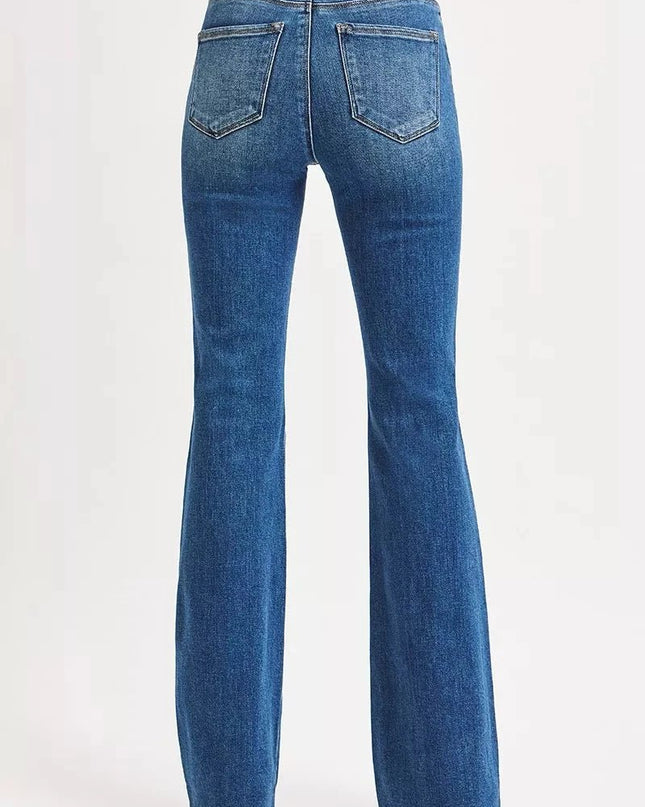 RISEN High Rise Flare Jeans - Trendsi