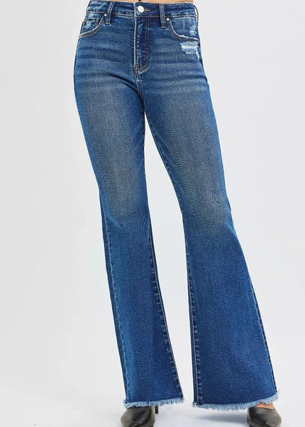 RISEN High Rise Flare Jeans - Trendsi