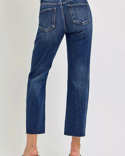 RISEN High Rise Slim Barrel Jeans - Trendsi