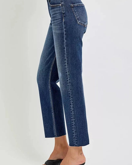 RISEN High Rise Slim Barrel Jeans - Trendsi
