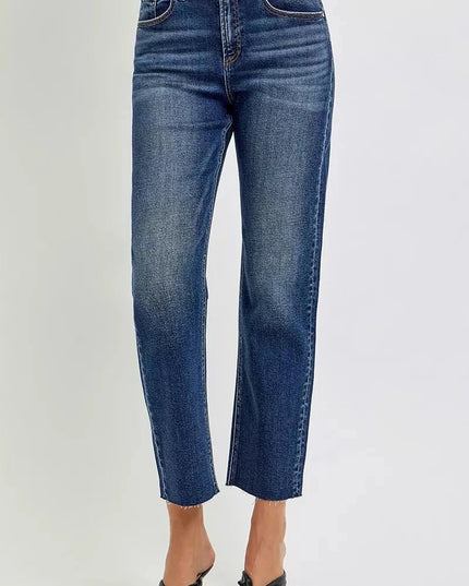 RISEN High Rise Slim Barrel Jeans - Trendsi