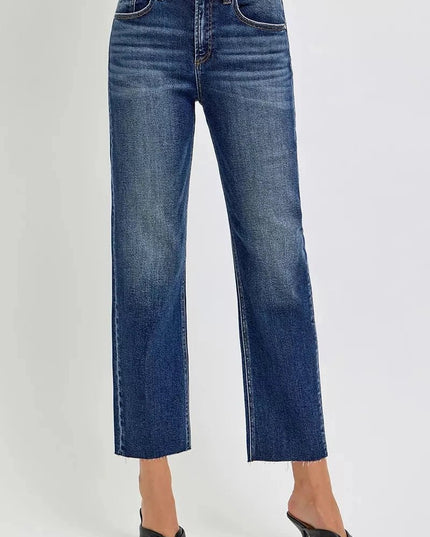 RISEN High Rise Slim Barrel Jeans - Trendsi