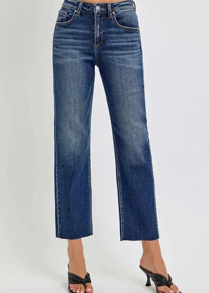 RISEN High Rise Slim Barrel Jeans - Trendsi