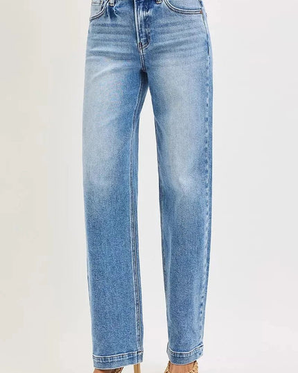 RISEN High Rise Wide Baggy Jeans - Trendsi