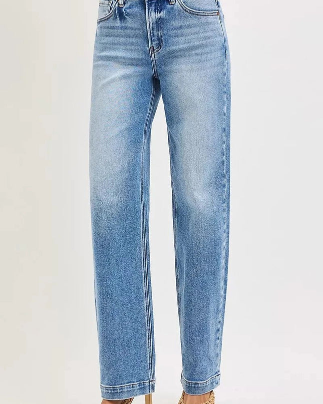 RISEN High Rise Wide Baggy Jeans - Trendsi