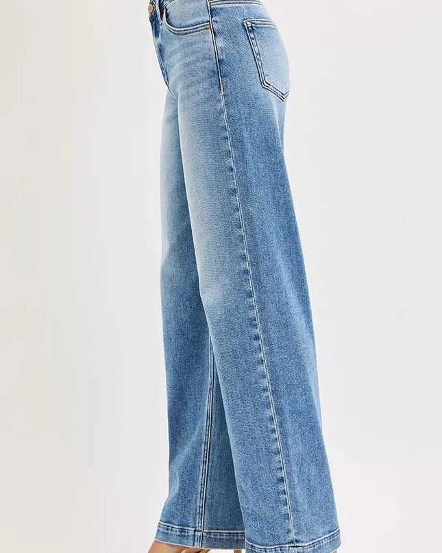 RISEN High Rise Wide Baggy Jeans - Trendsi