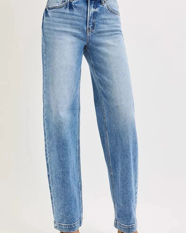 RISEN High Rise Wide Baggy Jeans - Trendsi