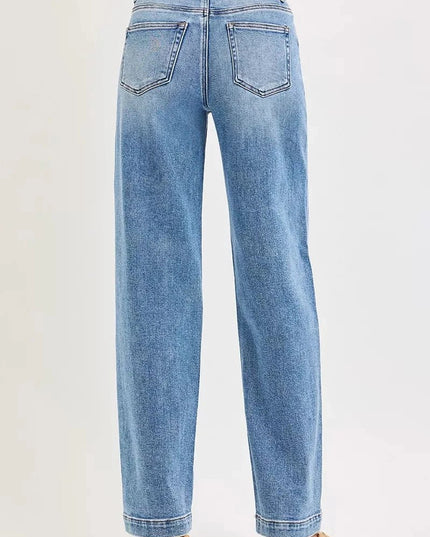 RISEN High Rise Wide Baggy Jeans - Trendsi
