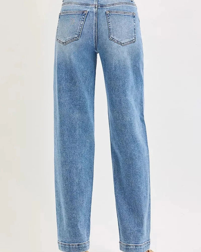 RISEN High Rise Wide Baggy Jeans - Trendsi