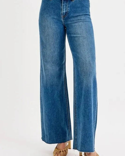 RISEN High - Waisted Wide Leg Jeans - Trendsi