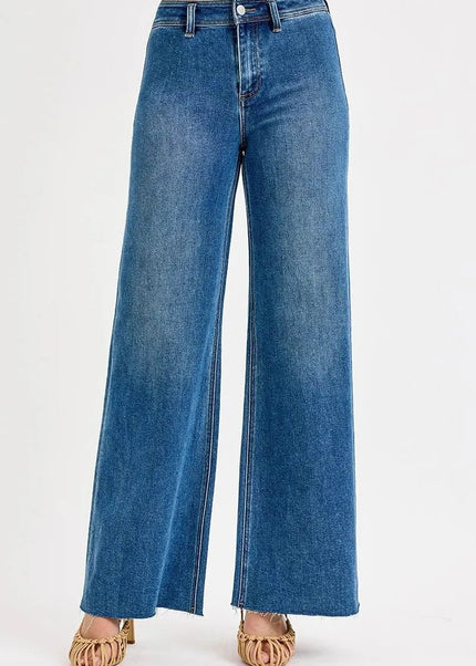 RISEN High - Waisted Wide Leg Jeans - Trendsi