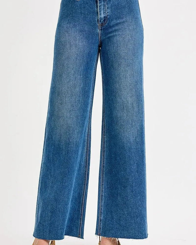 RISEN High - Waisted Wide Leg Jeans - Trendsi