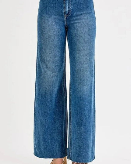 RISEN High - Waisted Wide Leg Jeans - Trendsi