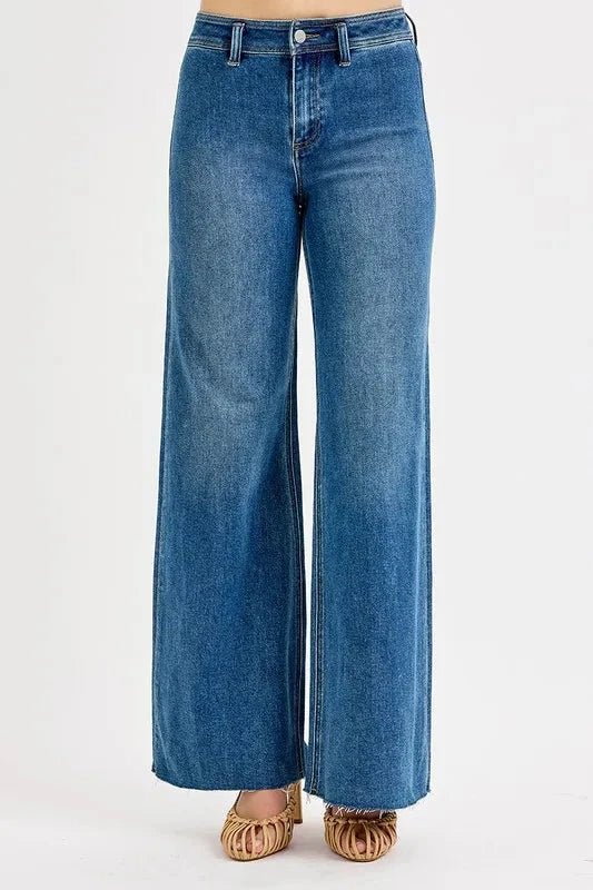 RISEN High - Waisted Wide Leg Jeans - Trendsi
